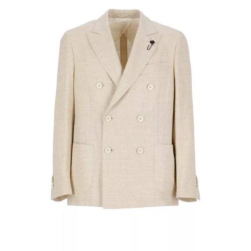 Lardini Wool, Silk And Linen Jacket Neutrals 