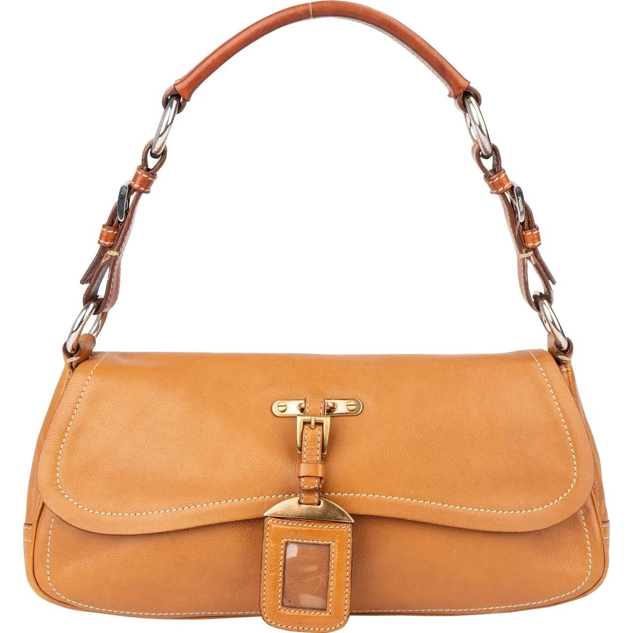 Thumbnail - Prada Crossbody Bags - Prada Brown Leather Triangle Baguette Shoulder Bag - Gr. unisize - in Braun - für Damen