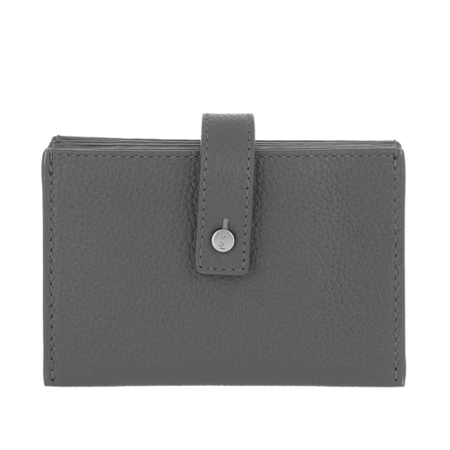 Saint Laurent Sac De Jour Souple Card Case Grained Leather Grey Portemonnaie mit Überschlag