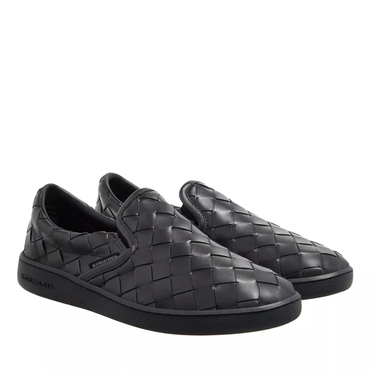 Black leather slip on sneakers on sale