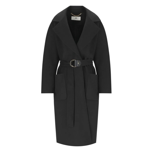 Elisabetta Franchi Parka ELISABETTA FRANCHI SCHWARZER MANTEL MIT GÜRTEL schwarz