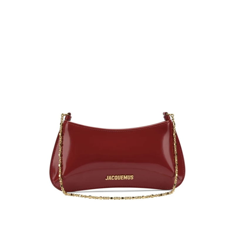 Jacquemus Schultertasche Leather Shoulder Bag With Gold Chain Strap Red