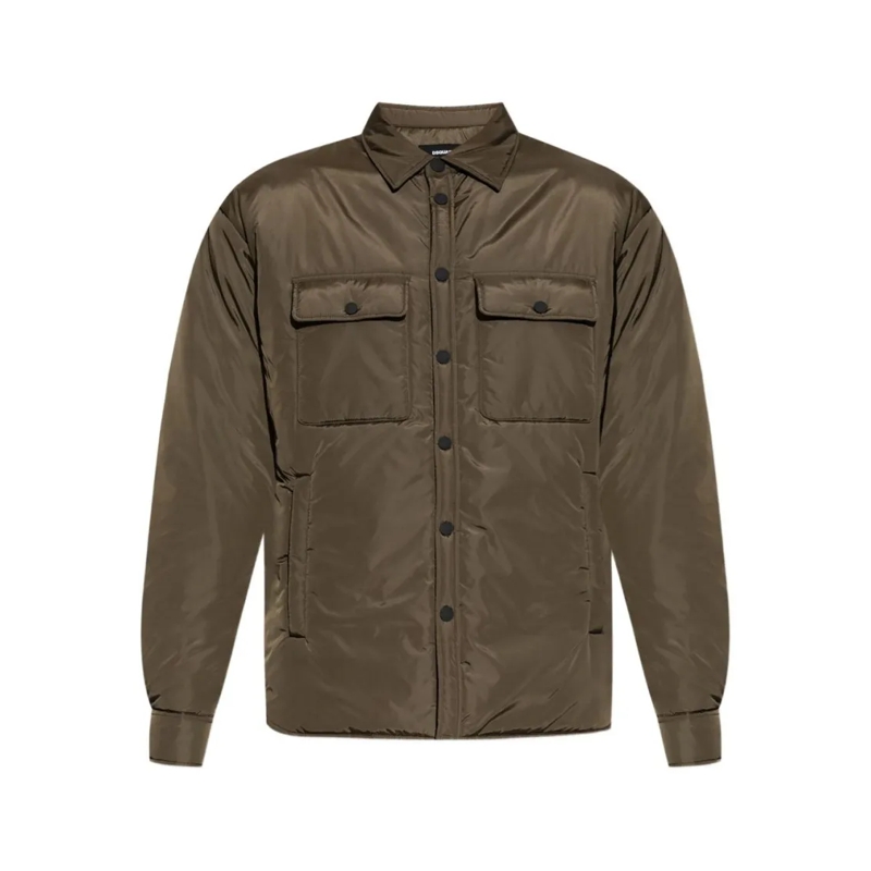Dsquared2 Overhemd Dark Olive Green Padded Shell Shirt Grey