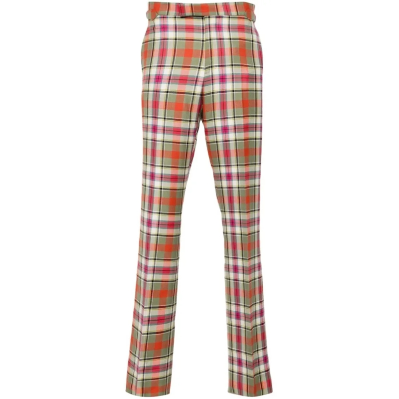 Vivienne Westwood Anzugshose Full-Length Trousers In Light Red Tartan Wool Neutrals