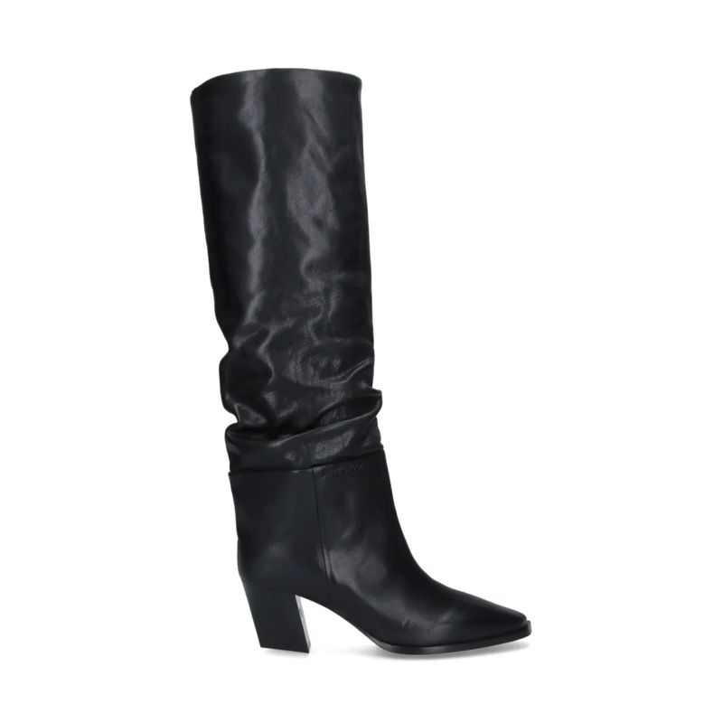 Jimmy Choo Stiefel Pointed Toe Slouchy Calf Leather Boots Black