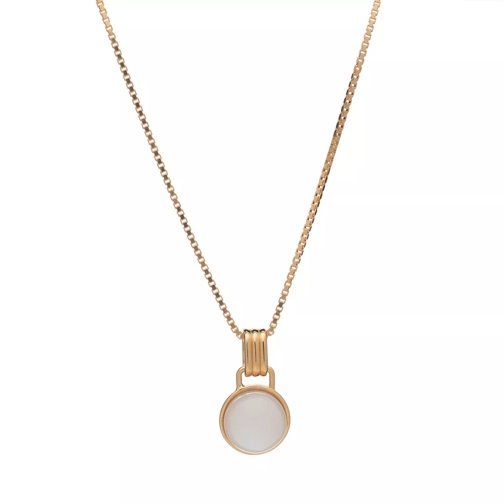 Rachel Jackson London Round Mother of Pearl Cabachon Necklace Gold Collier moyen