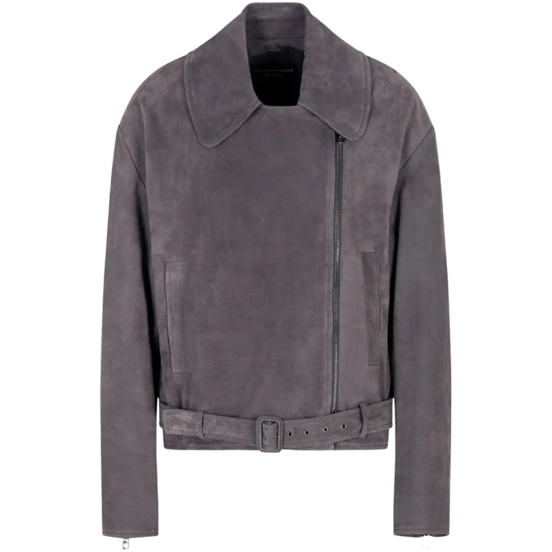 Emporio Armani Lederjacke Jackets Grey grau