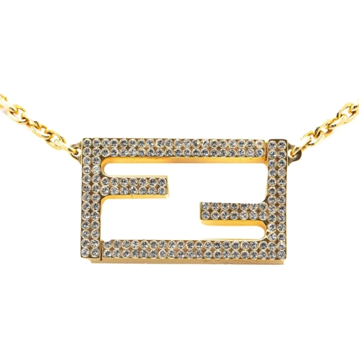 Fendi Collier moyen FF Crystal Pendant Necklace gold