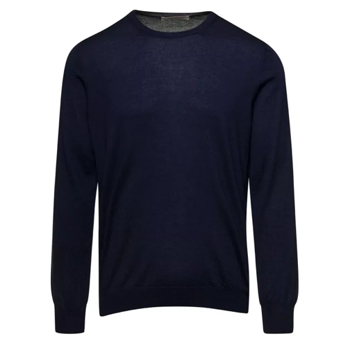 La Fileria Blue Crewneck Long Sleeve Sweater In Cashmere And  Blue 
