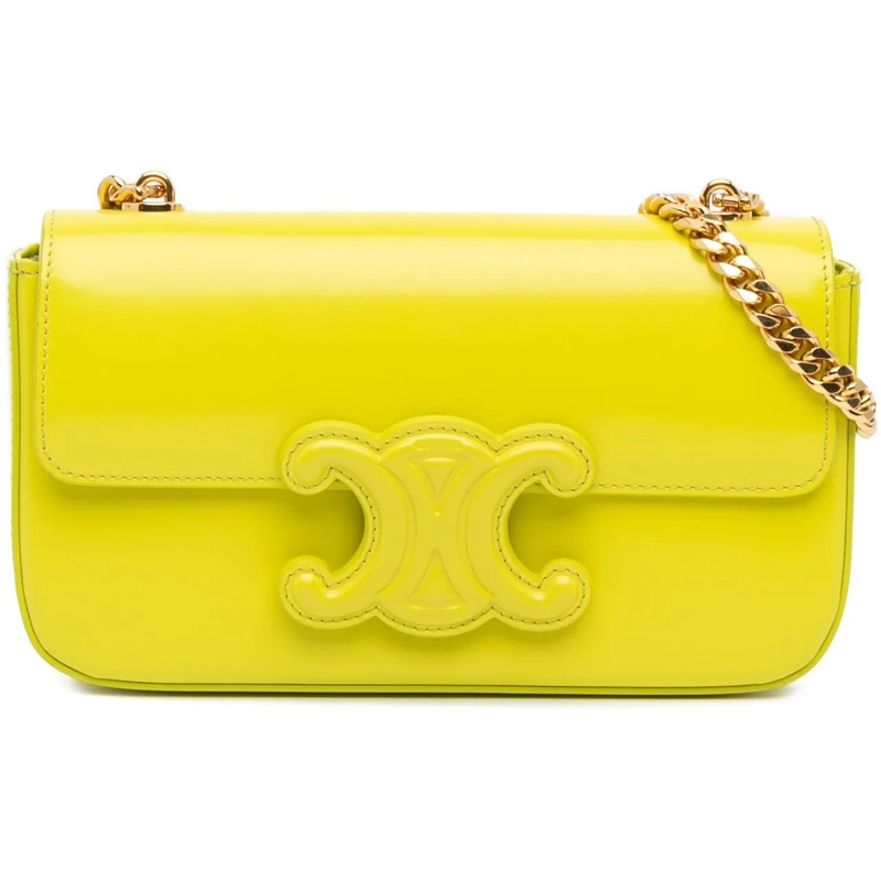 Celine Schultertasche Calfskin Cuir Triomphe Chain Shoulder Bag gelb