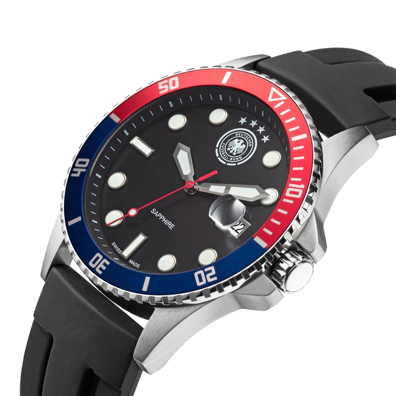 DFB Quarzuhr Quarzuhr DFB Herrenuhr mit Silikonarmband silber(Image 4)