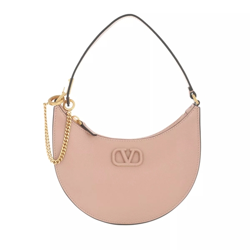 Valentino Garavani Mini V-Logo Signature Hobo Bag Leather Rose Cannelle Hobo Bag