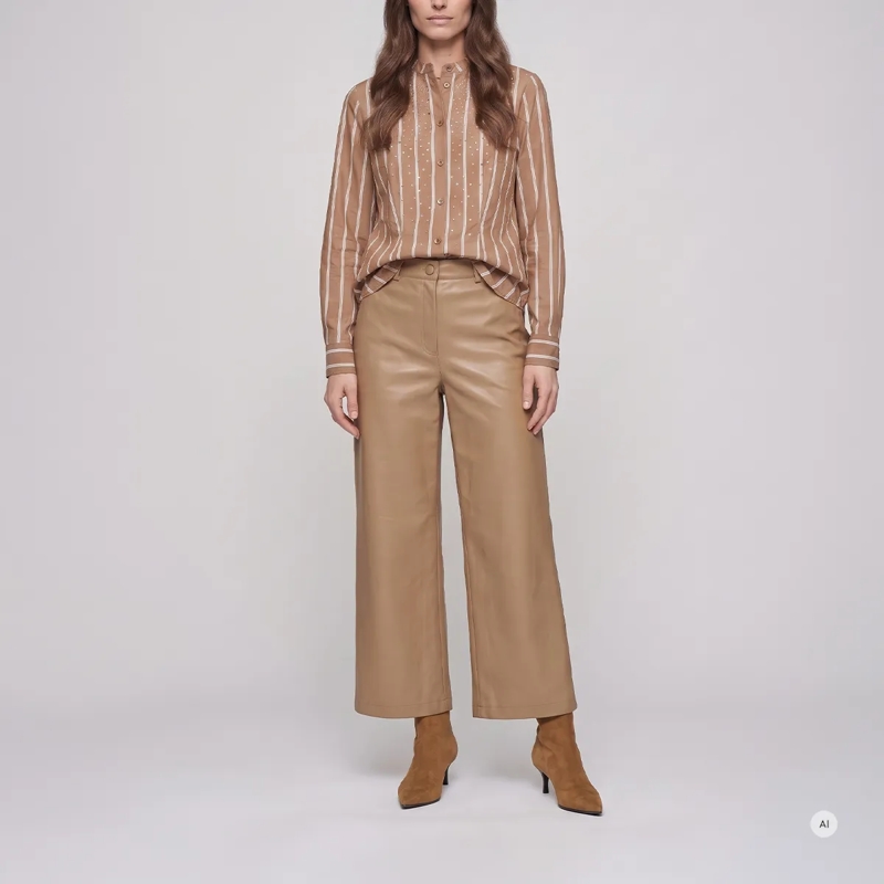 Marc Aurel Bluse Hemd- gerundeter Saum- Rückenpasse- Manschette beige(Image 2)
