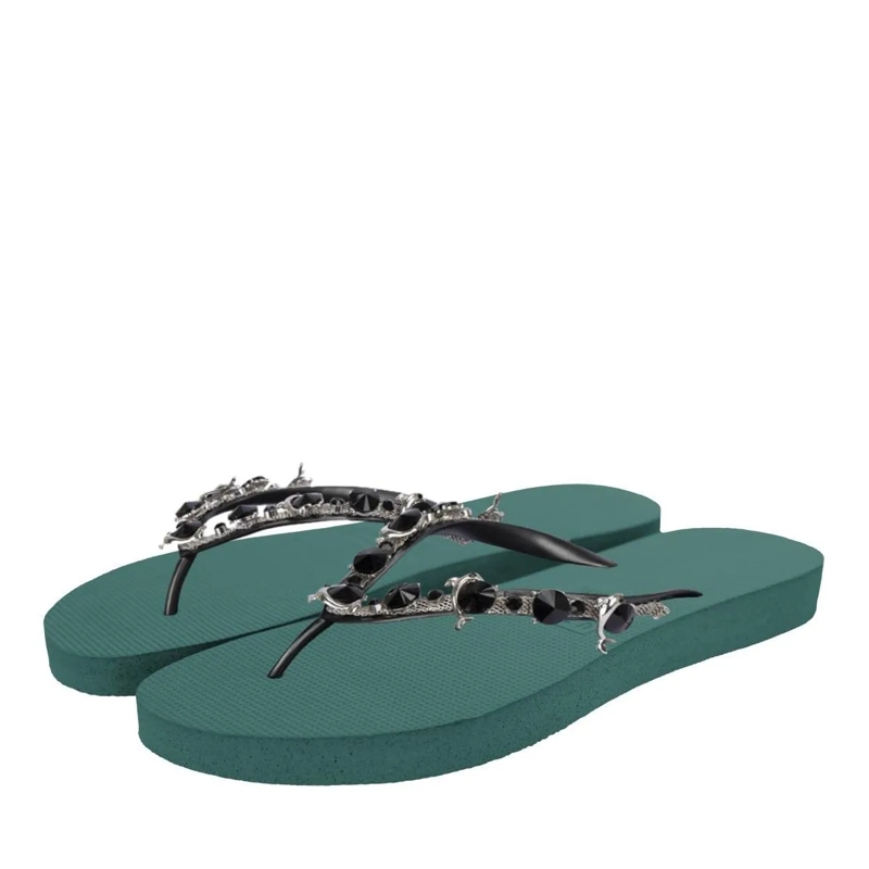 UZURII Flip Flops Zehentrenner Switch Mid Heel Army Green natur(Image 2)