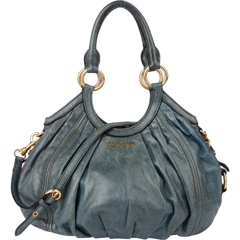 Miu Miu Tote Miu Miu Blue Nappa Gaufre Leather Hobo Handbag blau