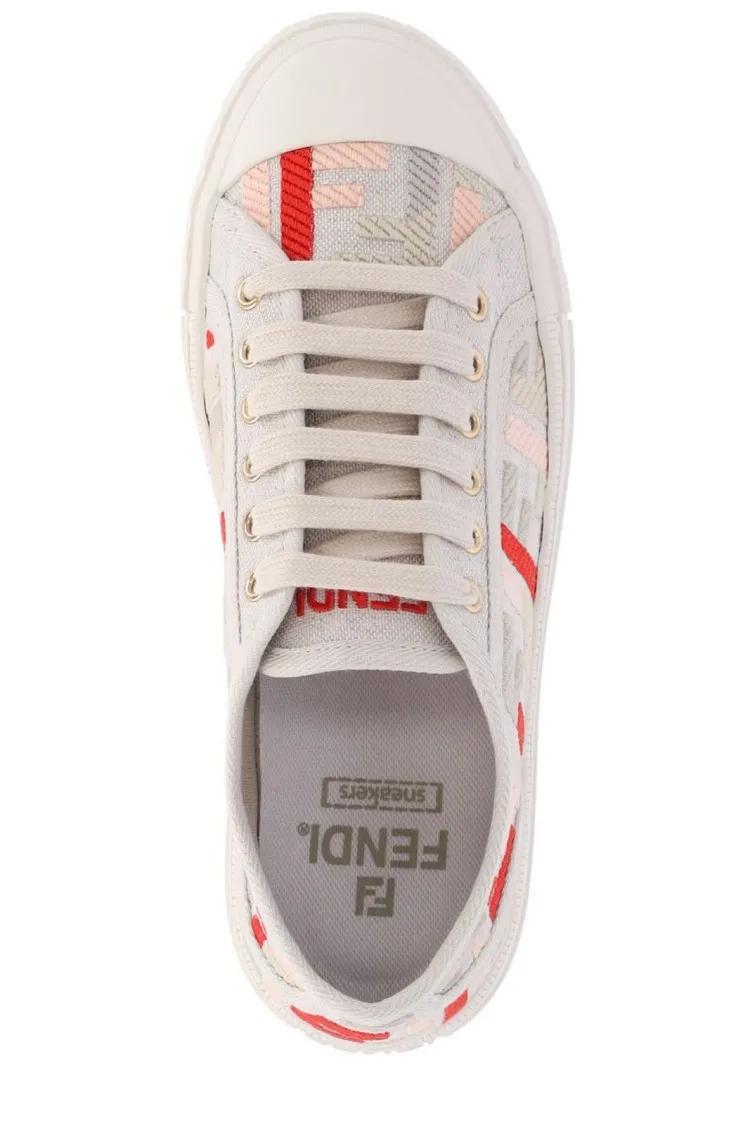 Thumbnail - Fendi Low-Top Sneaker - Beige Low-Top Sneakers With Smooth Finish And Subt - Gr. 38,5 (EU) - in Beige - für Damen