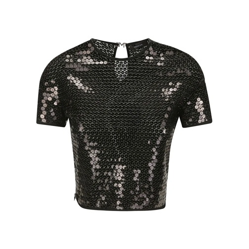 Mugler Chemisiers Sequined Crop Top Black