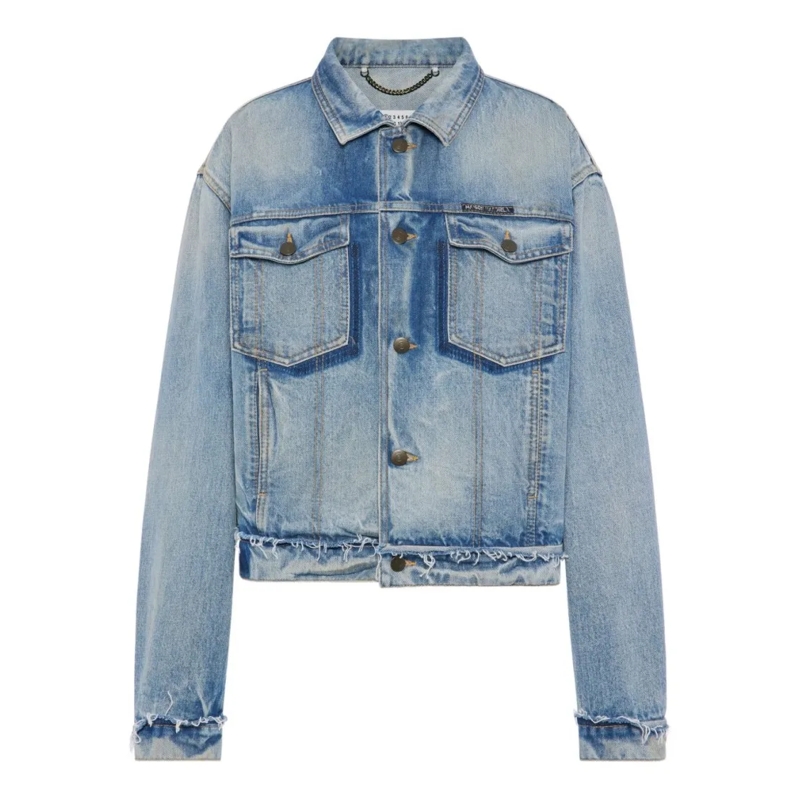 Maison Margiela Jeansjacke Cropped Denim Jacket With Faded Wash Blue