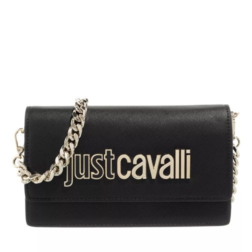 Just Cavalli Range B Metal Lettering Sketch 10 Wallet Black Wallet On A Chain
