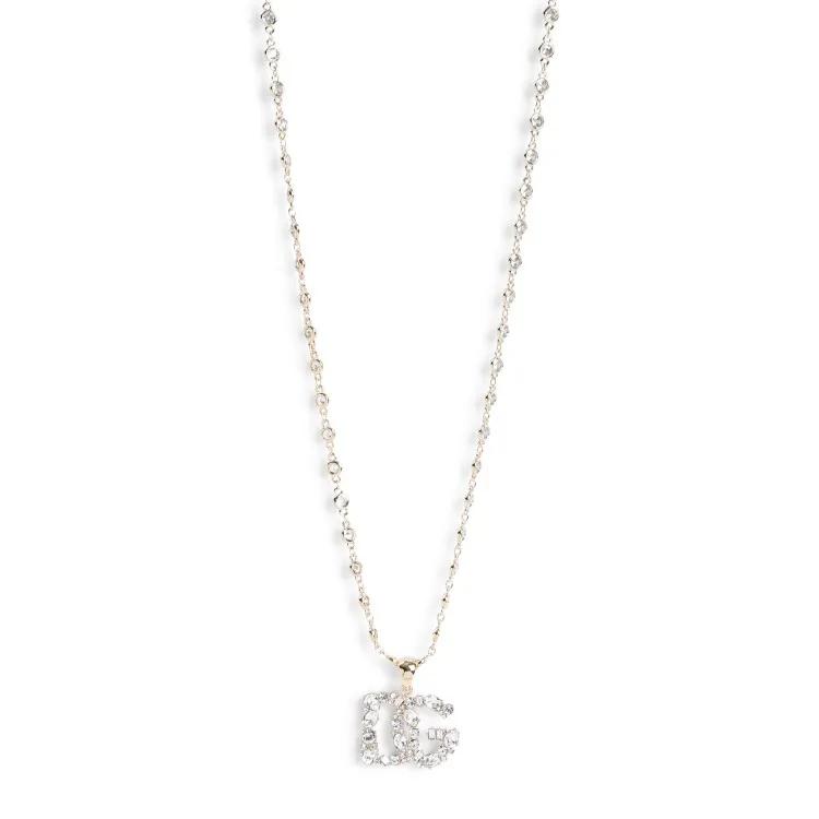 Dolce&Gabbana Halsketten - Logo Strass Necklace - Gr. unisize - in Silber - für Damen