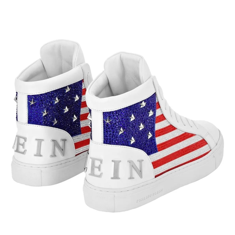 Philipp Plein High-Top-Sneaker Mid-Top Turnschuhe Mit Nieten Verziert weiss(Image 5)