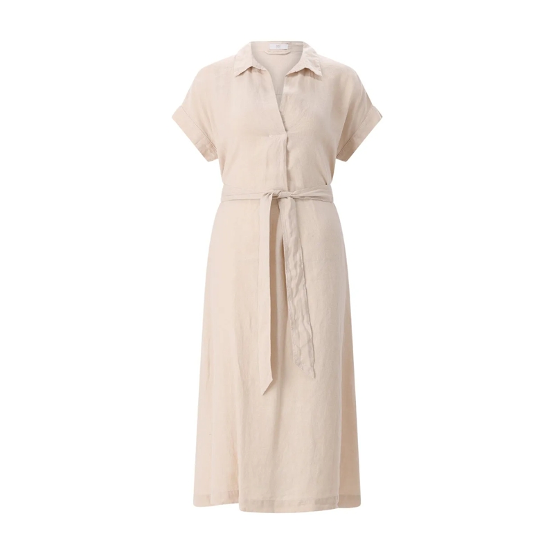 Riani Maxikleid Midikleid aus Leinen beige