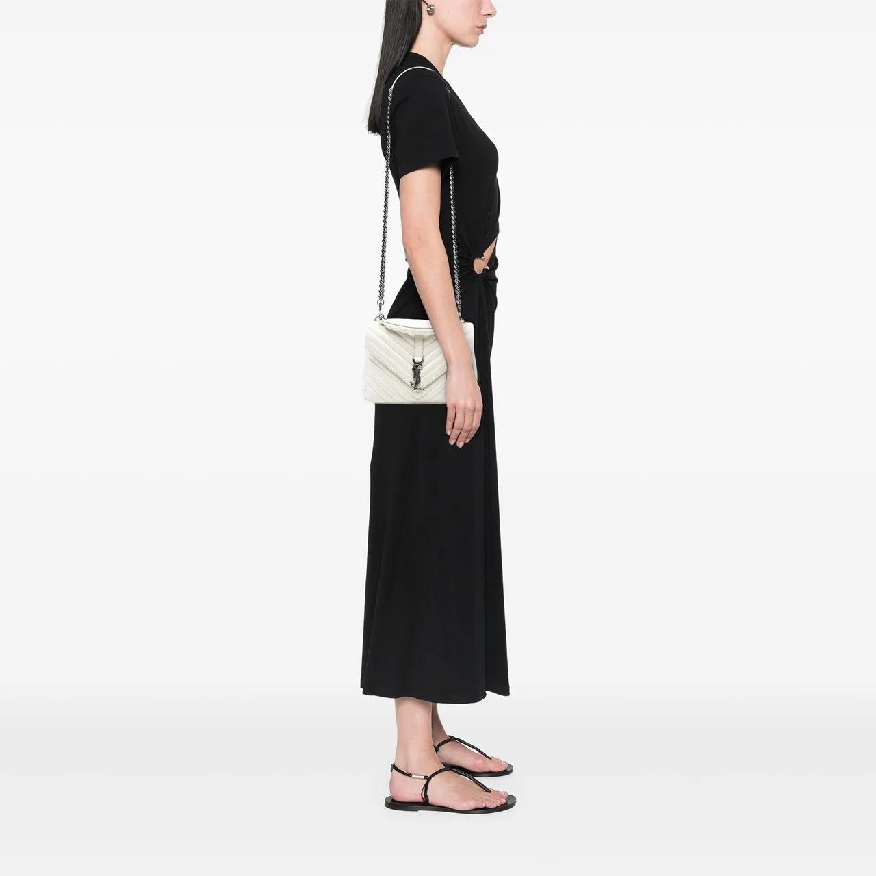 Thumbnail - Saint Laurent Hobo Bags - Medium Chevron Sheepskin Monogram College Satchel - Gr. unisize - in Weiß - für Damen