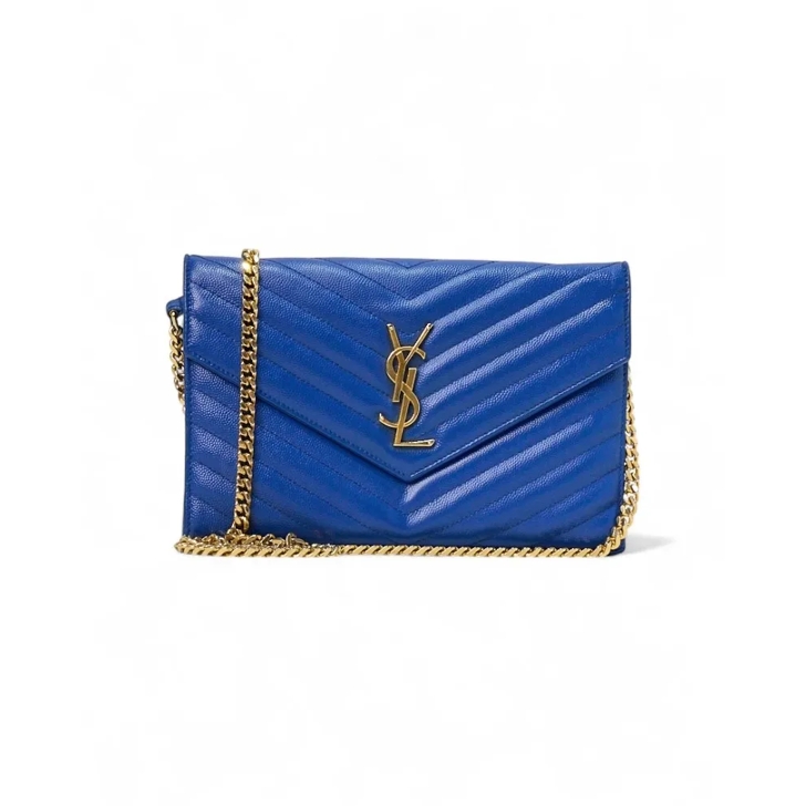 Saint Laurent Cassandre Small Granulated Electric Blue Blue Sac