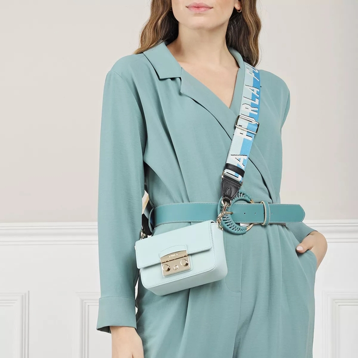 Furla Metropolis Mini C.Body Webbing Strap Minty Minty Cerulean