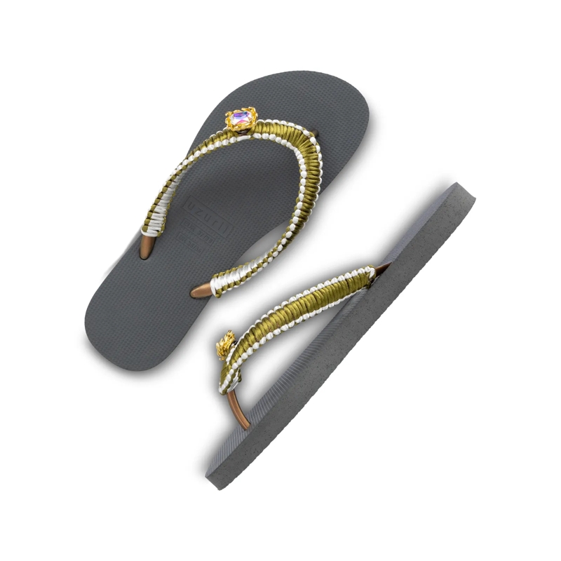 UZURII Flip Flops flip flop Green Macrame Switch silber(Image 15)