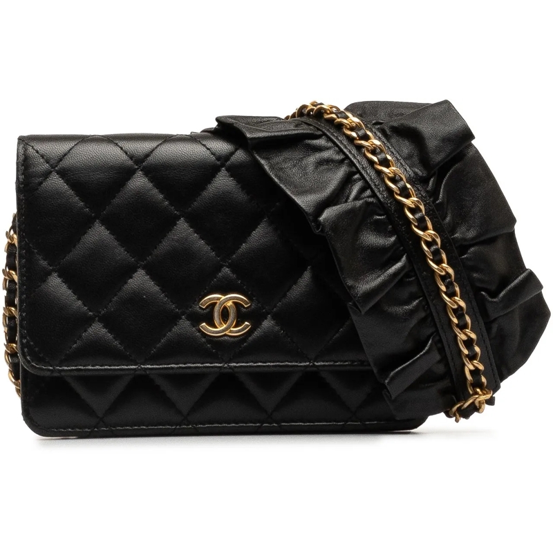 Chanel Sac à bandoulière Lambskin Romance Wallet On Chain schwarz