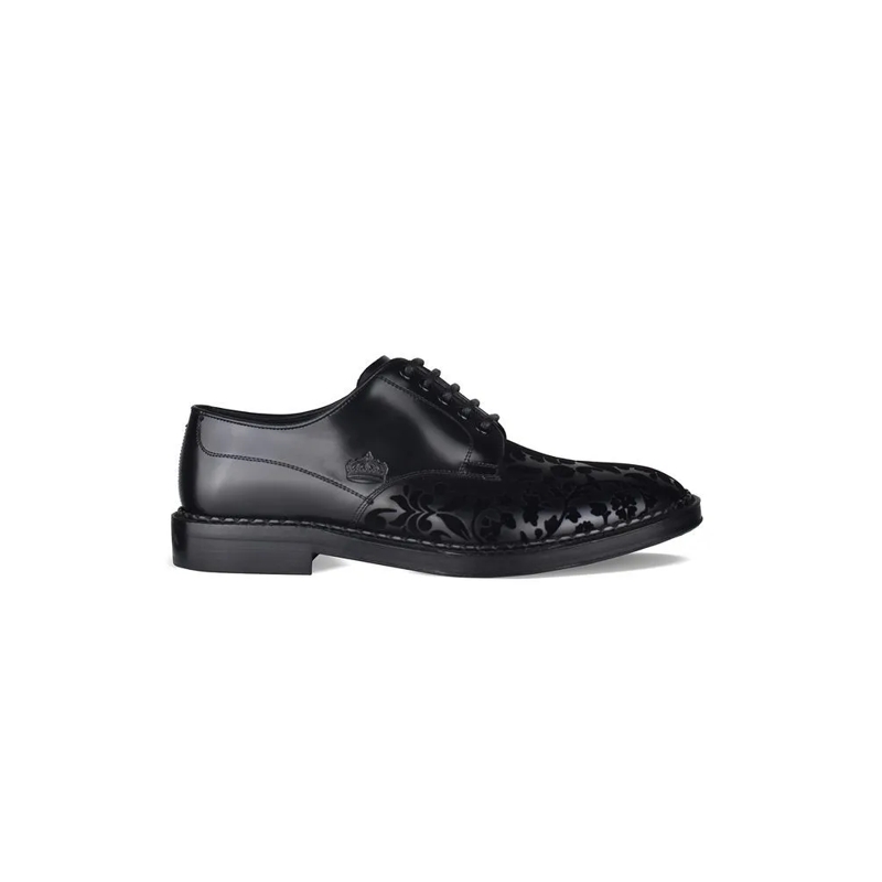 Dolce&Gabbana Schnürschuhe Smooth Black Calf Leather Derbies Black
