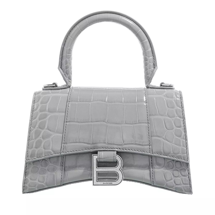 Women's Hourglass Xs Handbag Crocodile Embossed in Silver