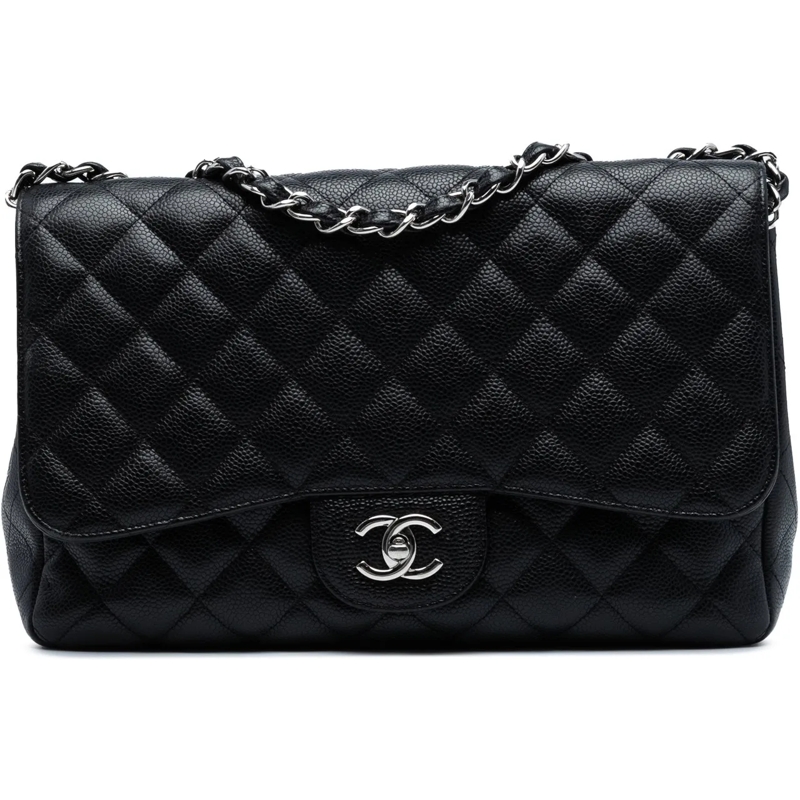 Chanel Sac à bandoulière Jumbo Classic Caviar Single Flap schwarz