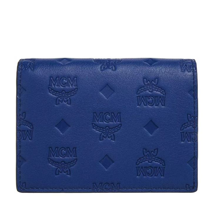 Blue Lthr Aren Mini Bi-Fold Portemonnaie | Monogramm Small MCM Sodalite Embossed Wallet