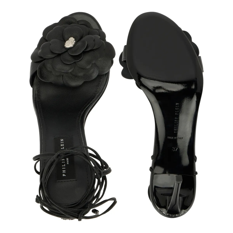 Philipp Plein Riemchensandalen Lace-Up High Heels Sandals Flower 9 schwarz(Image 4)