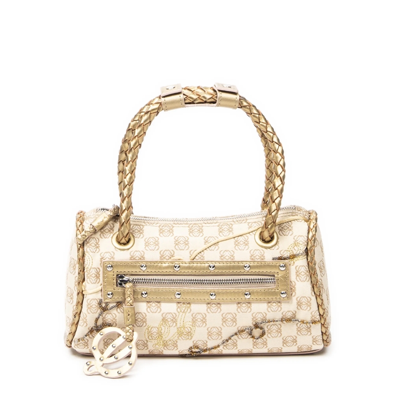 Loewe Crossbody Bag Braided Handle Zip Tote beige