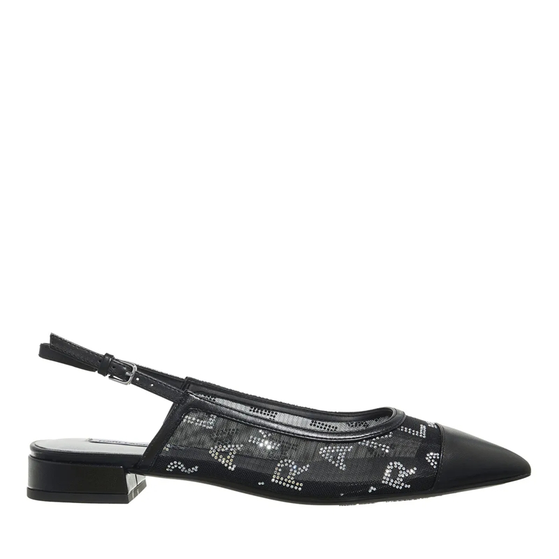 Karl Lagerfeld Sandalen Kerrie Rhinestone Sling Black Mesh W/Silver