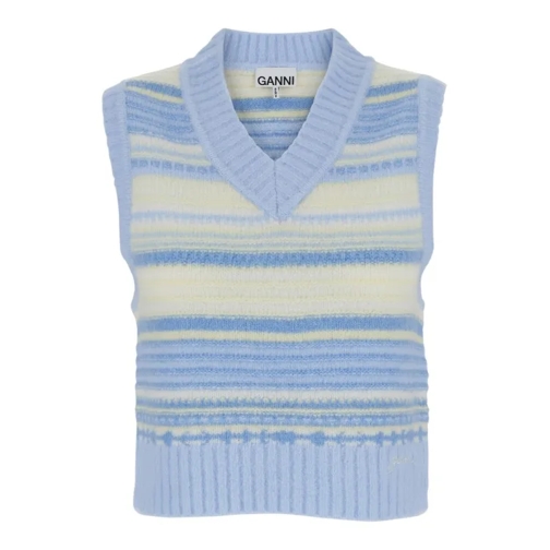 GANNI Multicolor Knit Vest With Stripe Motif In Wool Multicolor 