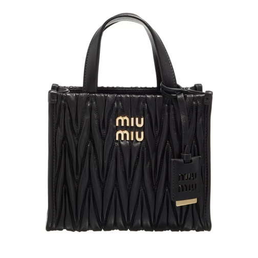 Miu Miu Matelassé Nappa Leather Handbag Black Rymlig shoppingväska
