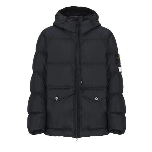 Stone Island Logoed Down Jacket Blue Dunjackor