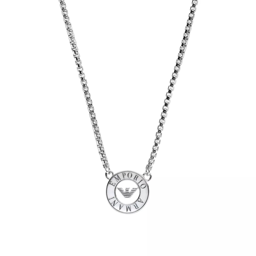 Emporio Armani Logo Trinket Nacre Necklace Silver Short Necklace
