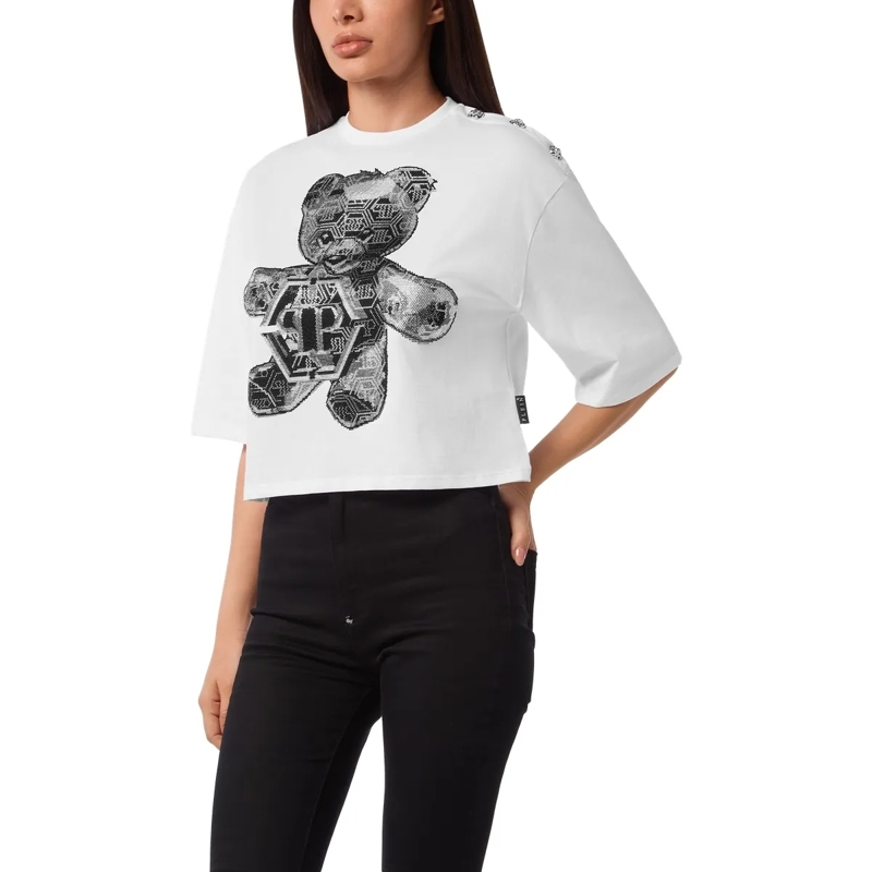Philipp Plein T-Shirt T-Shirt Rundhalsausschnitt Teddy weiss(Image 3)