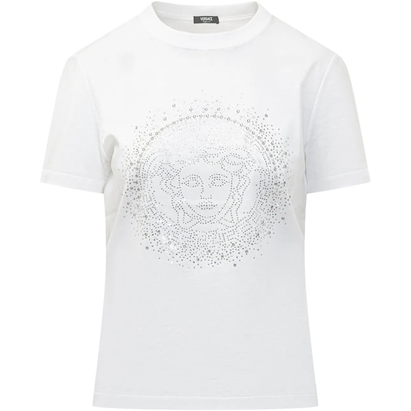 Versace T-shirt T-Shirt In Jersey Con Applicazioni Decorative weiß