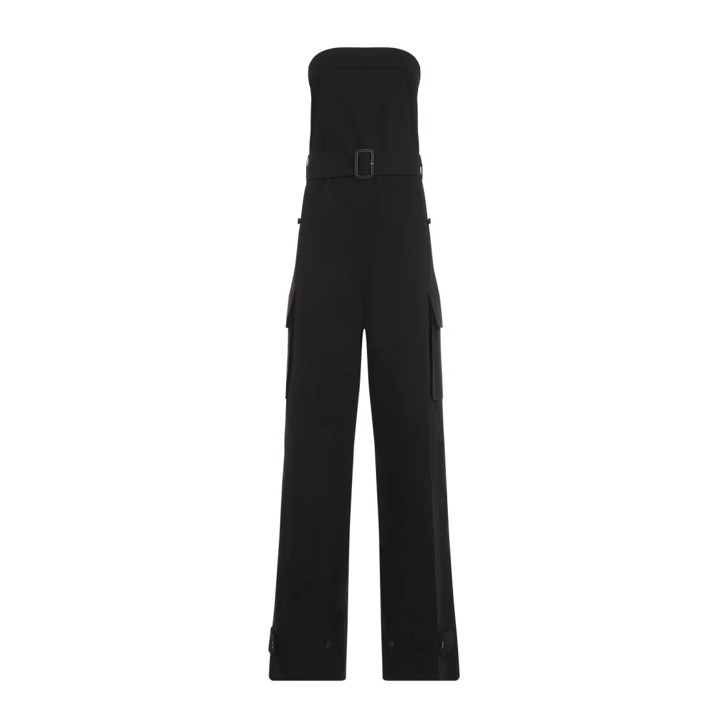 Saint Laurent Black Cotton Jumpsuit Black Jumpsuits