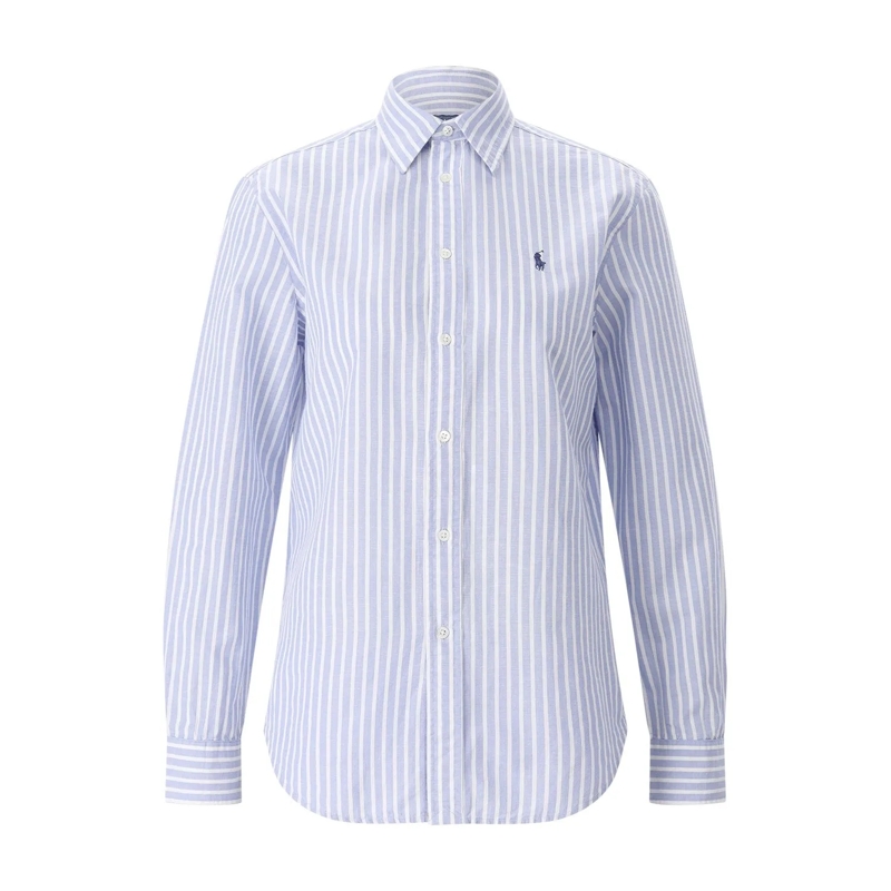 Polo Ralph Lauren Bluse Vertical Striped Button-Up Shirt With Iconic Logo Blue