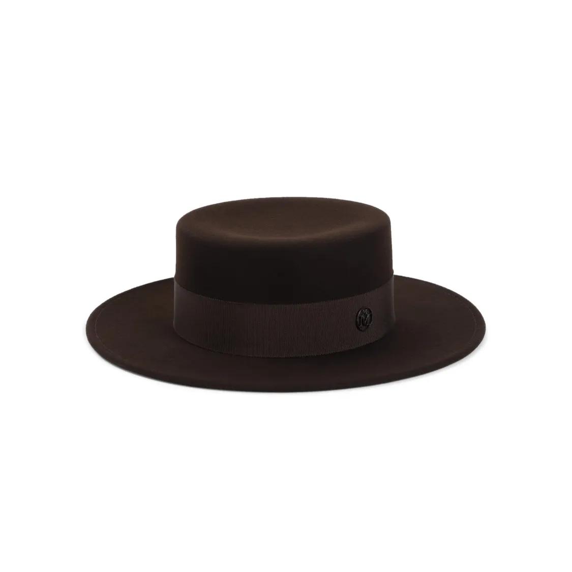 Maison Michel Mützen - Brown Wool Felt Kiki Boater Hat - Gr. M - in Braun - für Damen