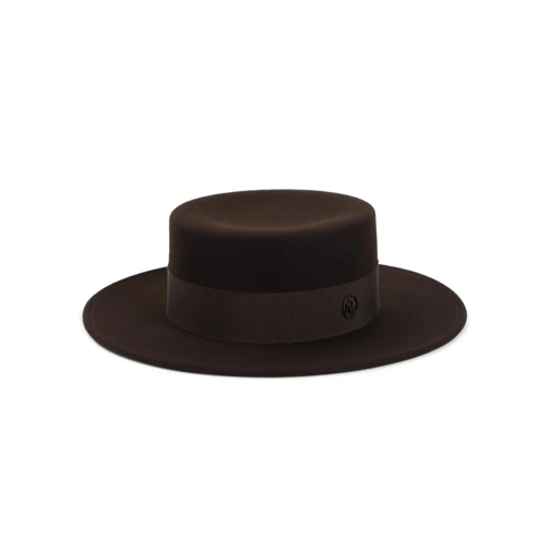 Maison Michel Hut Brown Wool Felt Kiki Boater Hat Brown