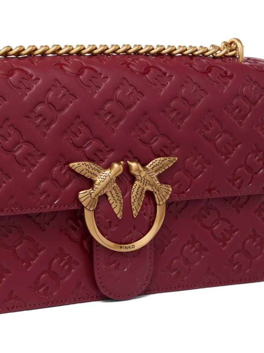 pinko Hobo bags Bordeaux Shoulder Bag With Love Birds Buckle in rood