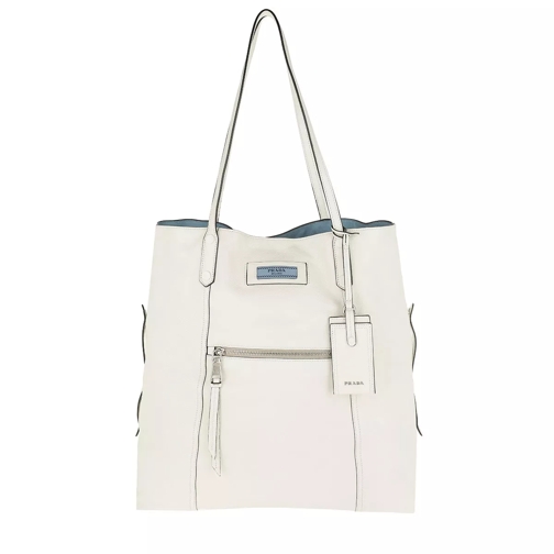 Prada Etiquette Shopping Bag Leather Bianco/Astrale Shoppingväska